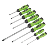 Sealey Screwdriver Set 8pc Hammer-Thru Hi-Vis Green