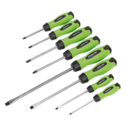 Sealey Screwdriver Set 8pc Hammer-Thru Hi-Vis Green