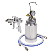 Sealey HVLP Pressure Pot System with Spray Gun & Hoses 1.7mm Set-Up