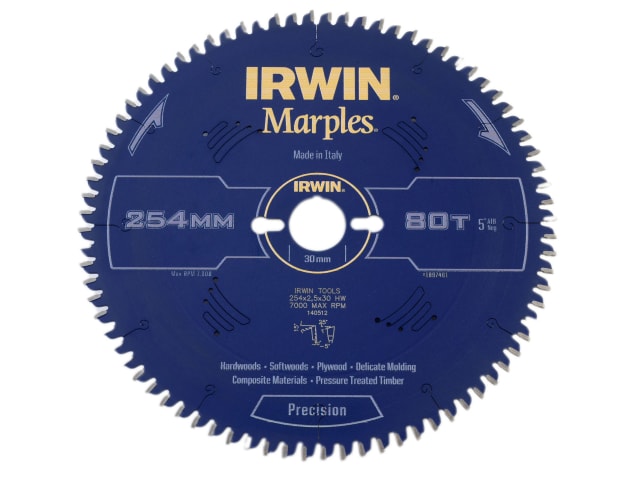 IRWIN® Marples Mitre Circular Saw Blade 254 x 30mm x 80T HI-ATB/Neg