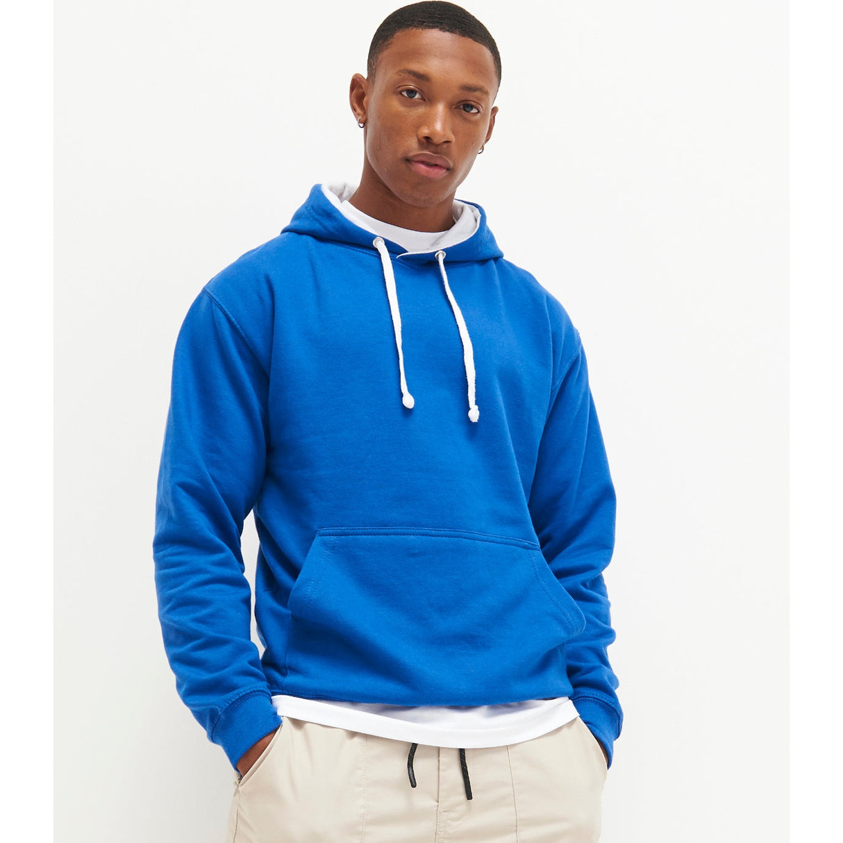 Awdis Just Hoods Varsity Hoodie - Oxford Navy/Candyfloss Pink