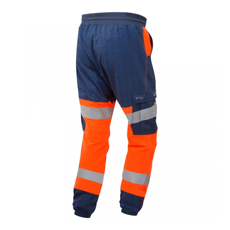 Leo Workwear HAWKRIDGE Leo EcoViz High Performance 4X Stretch Trouser [Orange/Navy]
