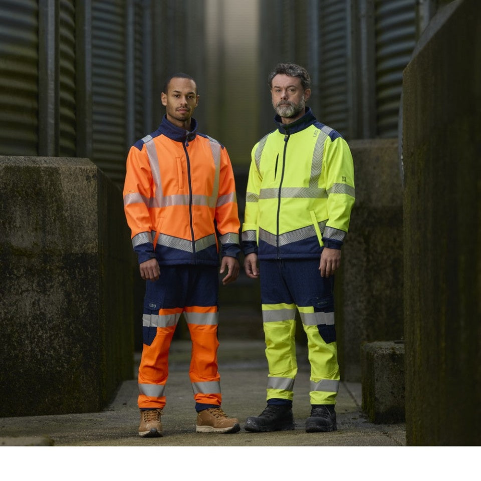 Leo Workwear HAWKRIDGE Leo EcoViz High Performance 4X Stretch Trouser [Orange/Navy]