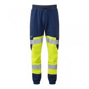 Leo Workwear HAWKRIDGE Leo EcoViz High Performance 4X Stretch Trouser [Yellow/Navy]