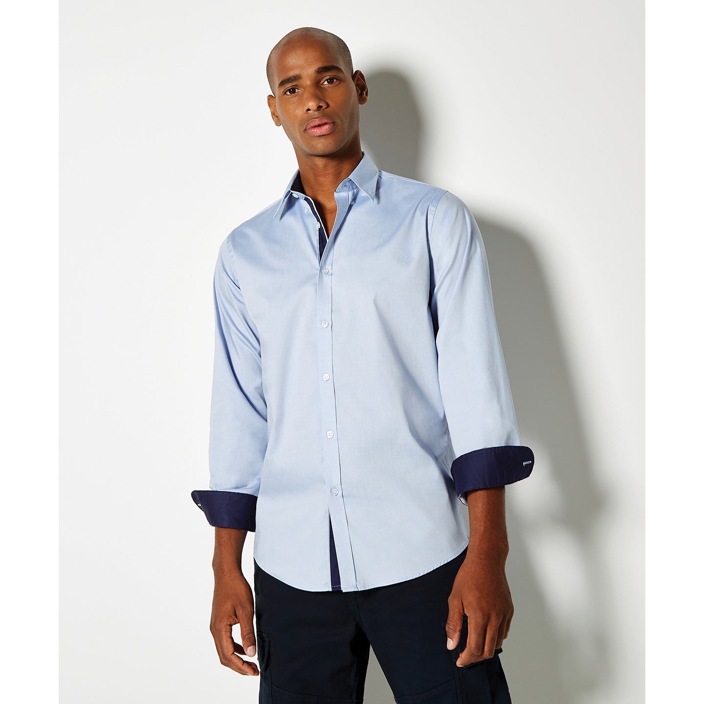 Kustom Kit Contrast Premium Oxford Shirt (Button-Down Collar) Long-Sleeved (Tailored Fit)