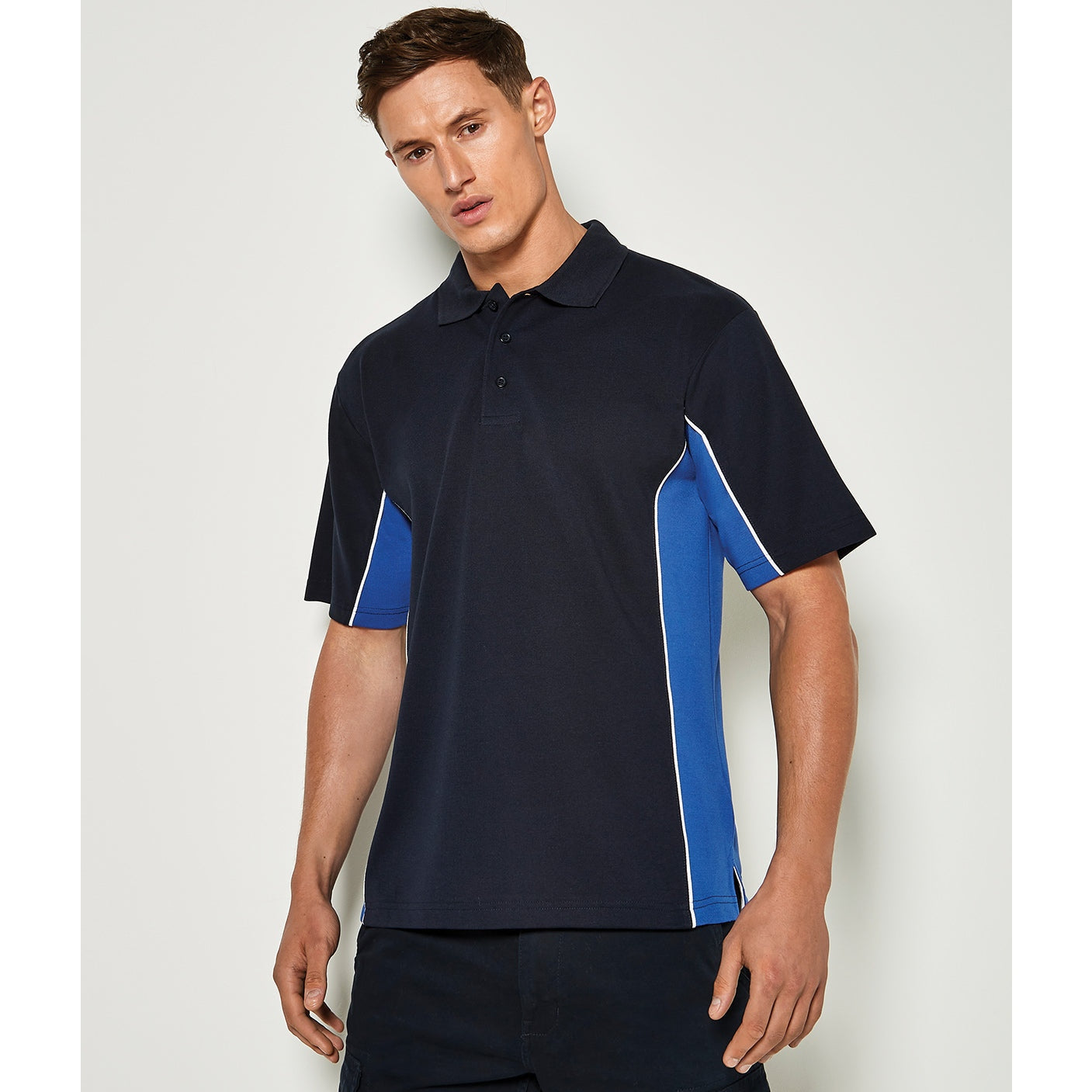 Kustom Kit Track Polo (Classic Fit) - Navy/Royal/White