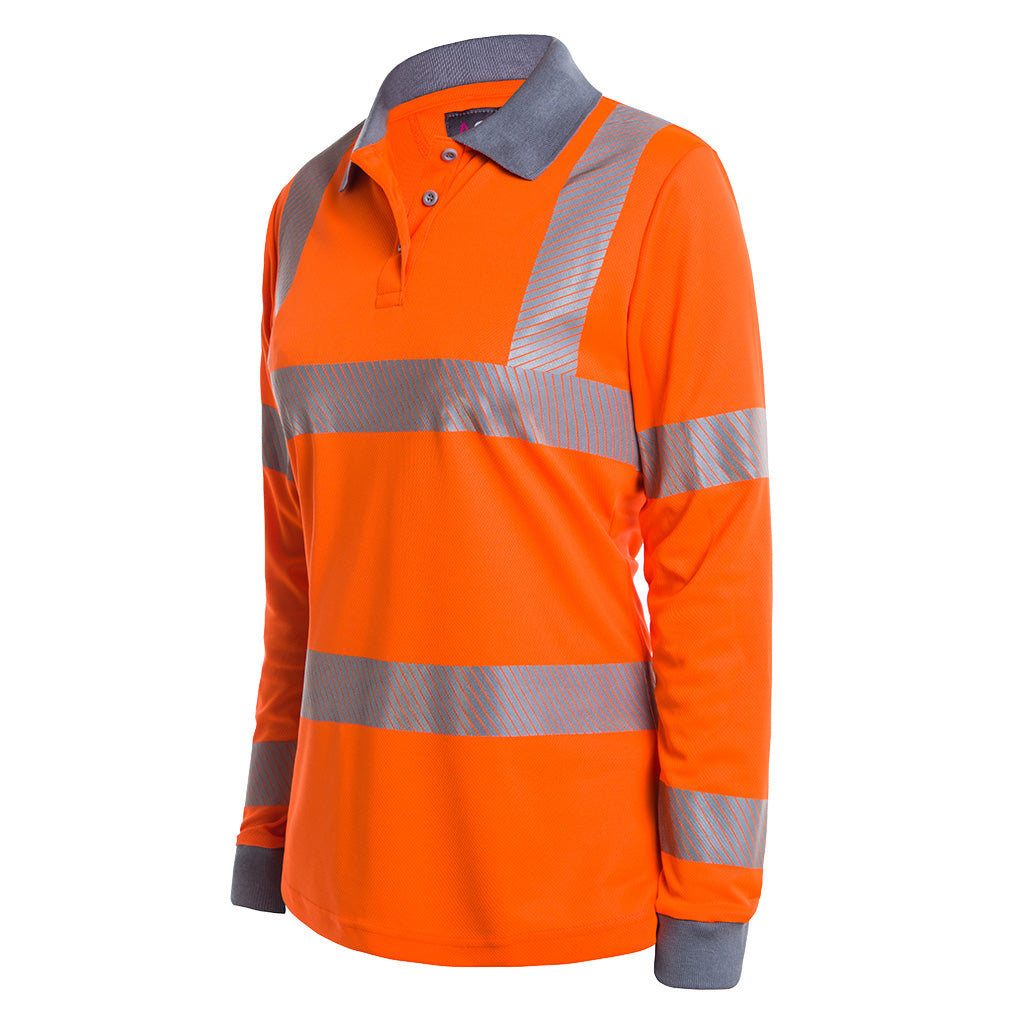 Future Garments Womens Hi Vis Long Sleeve Poloshirt
