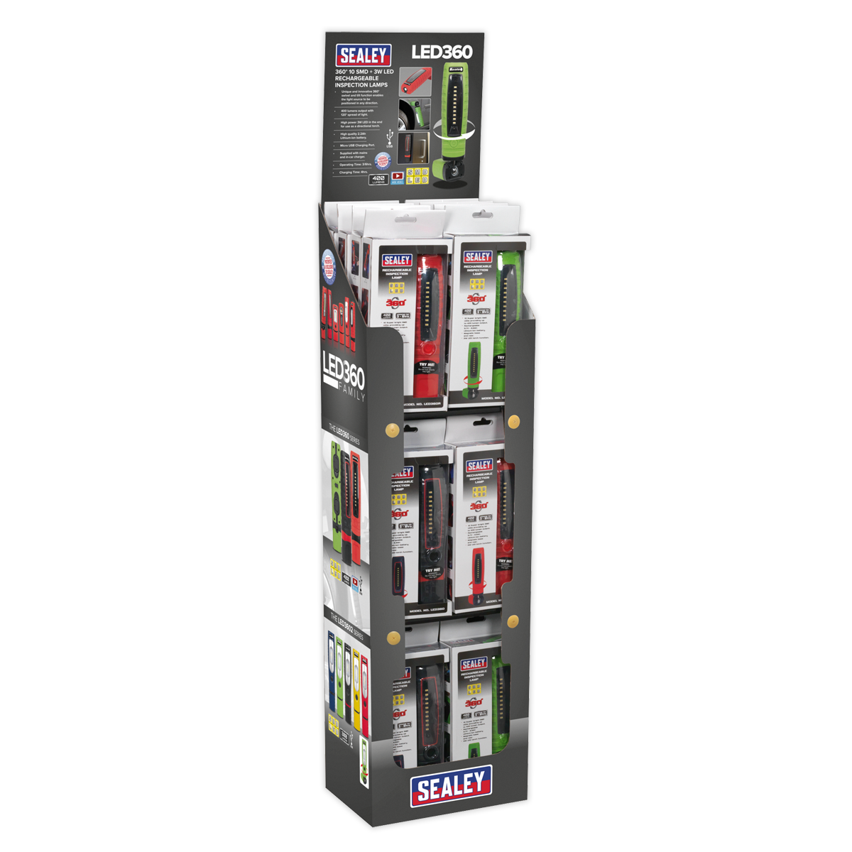 Sealey LED360 Series Inspection Light Combination - Display Pack of 24