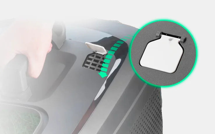 Flymo 36V EasiStore 340R - Battery-Powered Lawn Mower with LED Smart Display