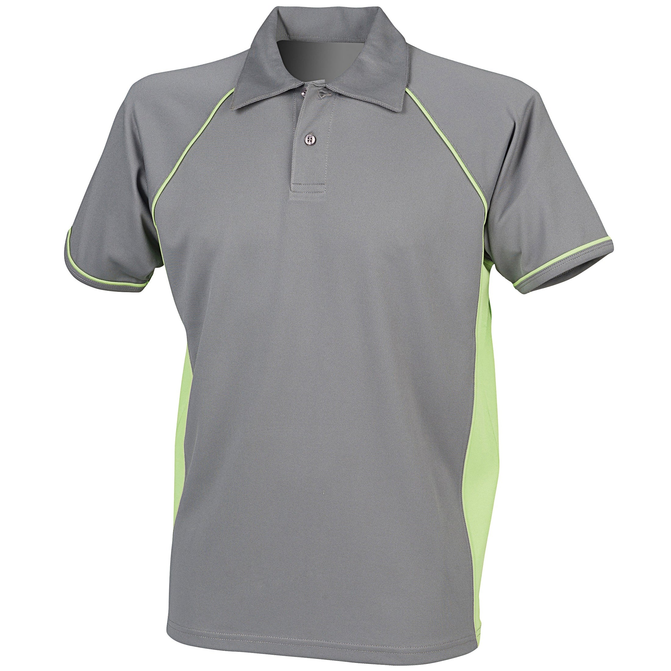 Finden & Hales Piped Performance Polo - Gunmetal Grey/Lime