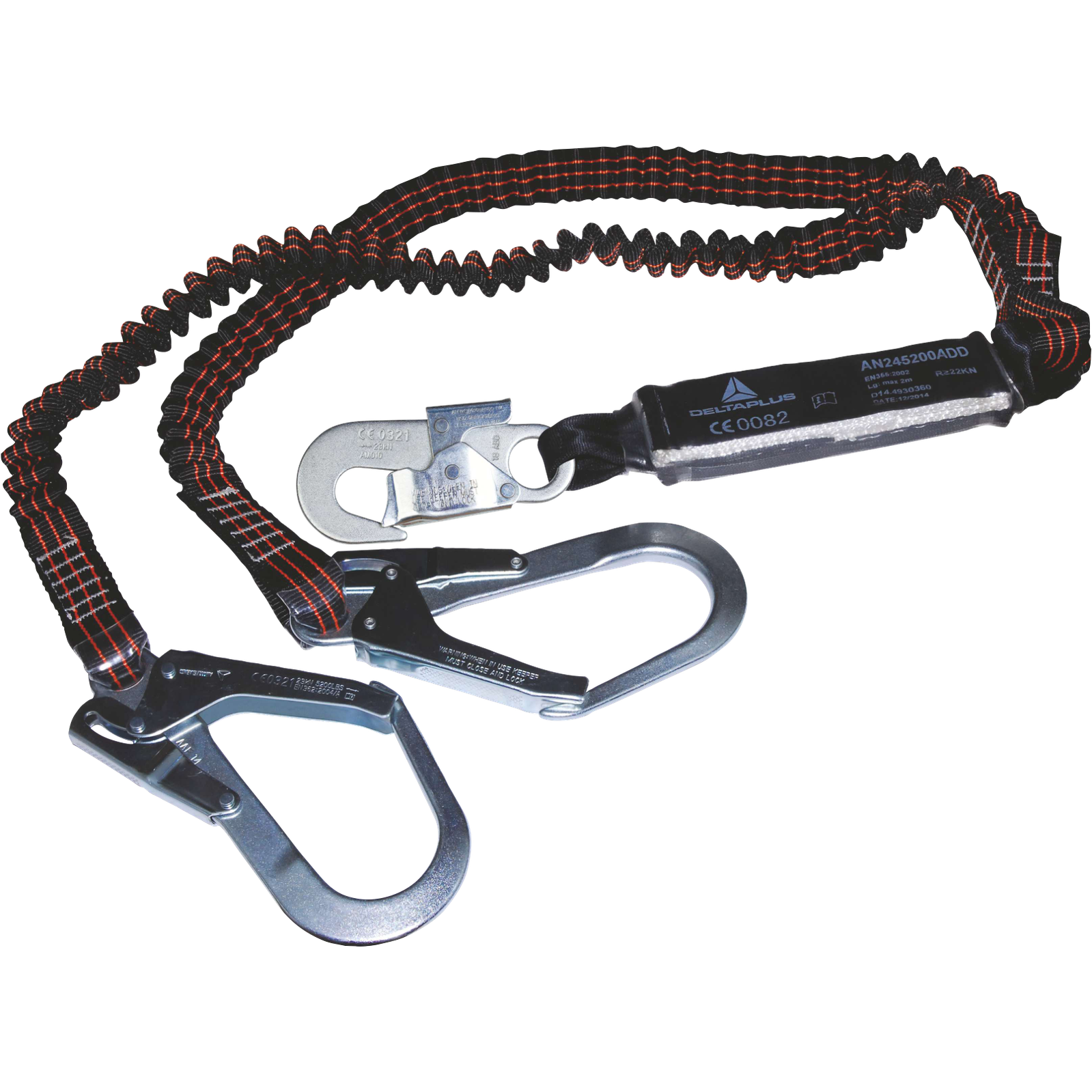 Delta Plus AN245200ADD Double Elastic Energy-Absorbing Lanyard