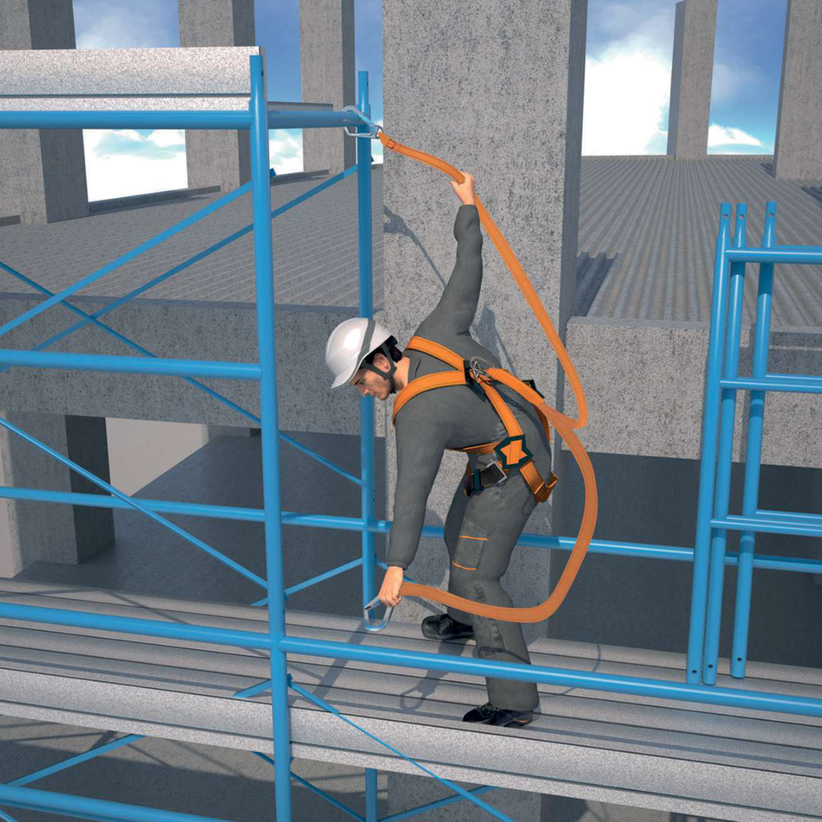 Delta Plus ELARA280V2 – Fall Arrest Kit with Double Energy-Absorbing Lanyard for Scaffolding Work