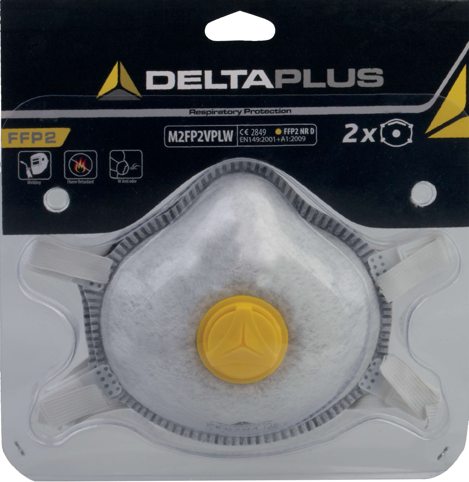 Delta Plus M2FP2VW P2 Disposable Anti-Odour Respiratory Mask with Valve – Pack of 2