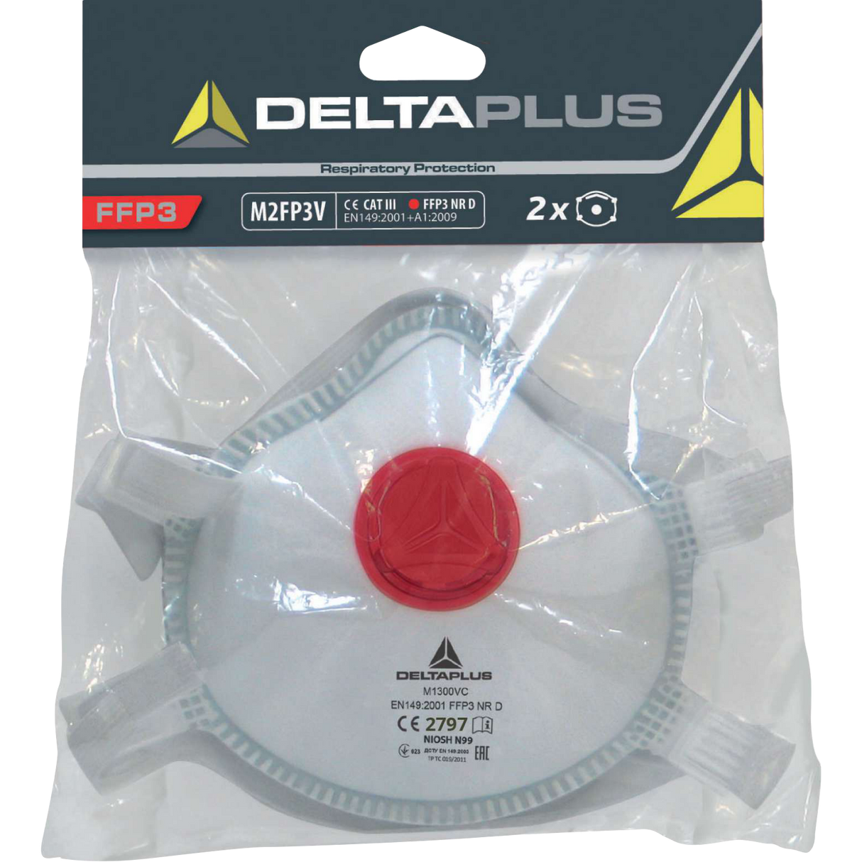 Delta Plus M2FP3V P3 Disposable Respiratory Mask with Valve – Pack of 2