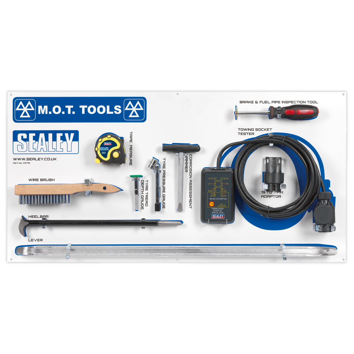 Sealey MOT Tool Board with Tools