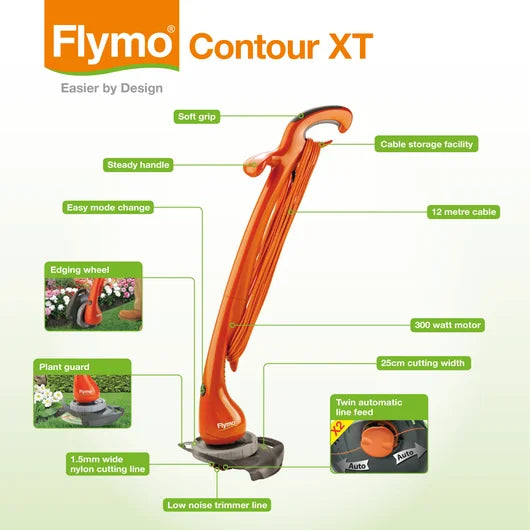 FLYMO Contour XT | 2-in-1 Electric Grass Trimmer & Edger – 300W Power