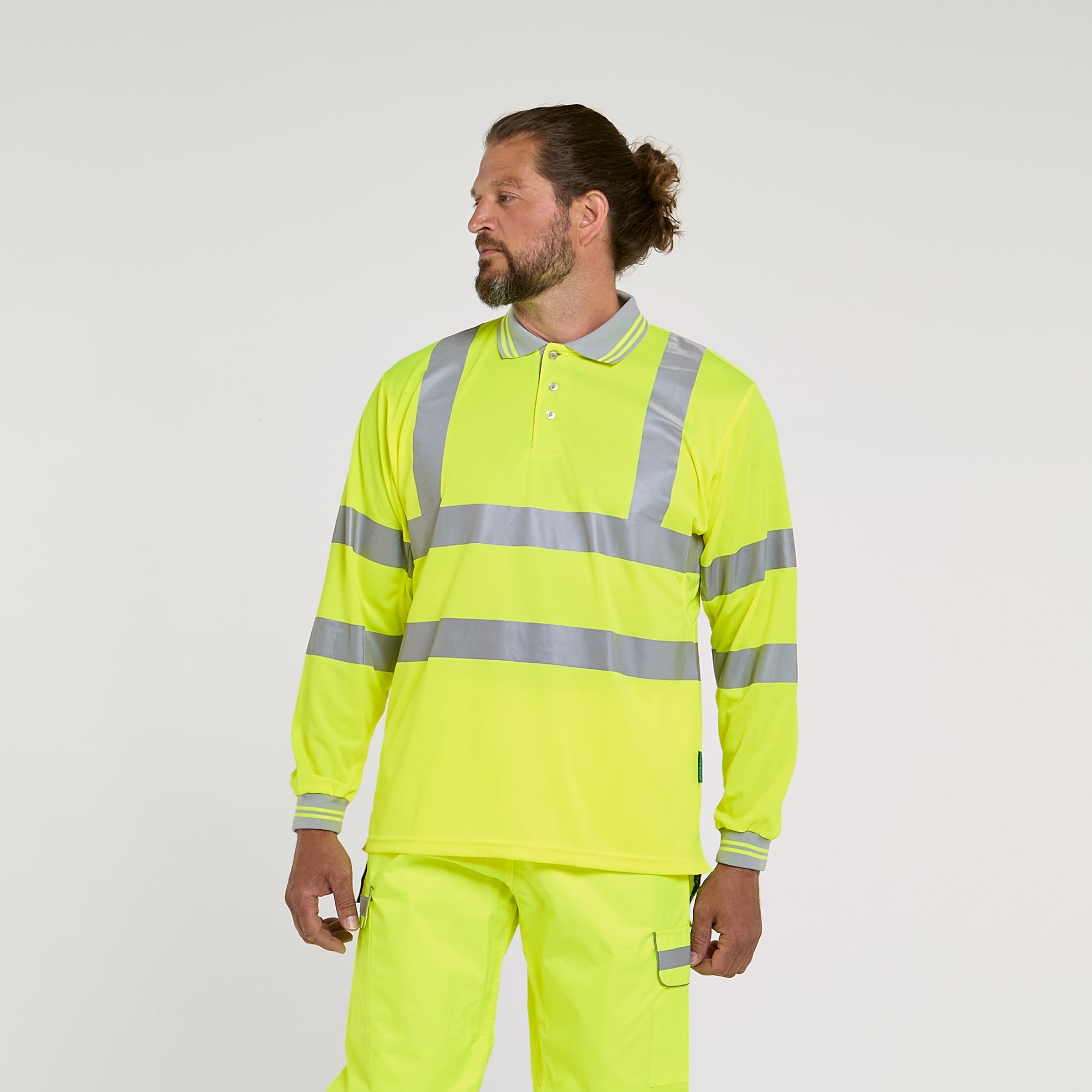 Long Sleeve Polo Shirt Yellow - Recycled Content