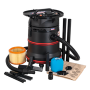 Sealey Vacuum Cleaner Industrial Wet/Dry 35L 1200W/230V Plastic Drum M Class Filtration Self-Clean Filter