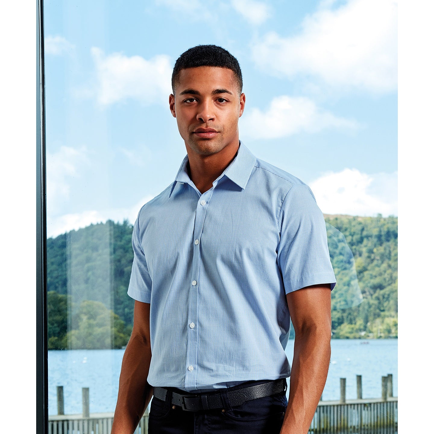 Premier Microcheck (Gingham) Short Sleeve Cotton Shirt