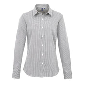 Premier Women's Microcheck (Gingham) Long Sleeve Cotton Shirt