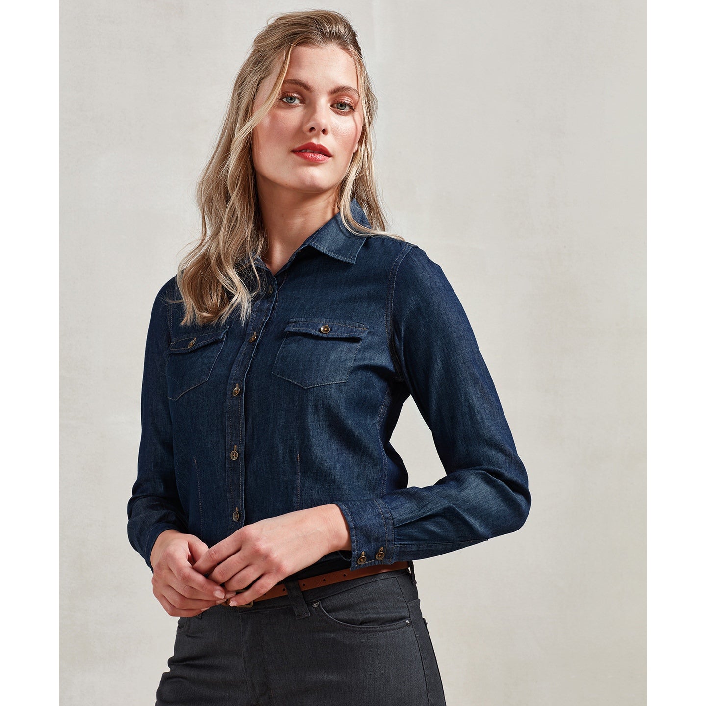 Premier Women's Jeans Stitch Denim Shirt