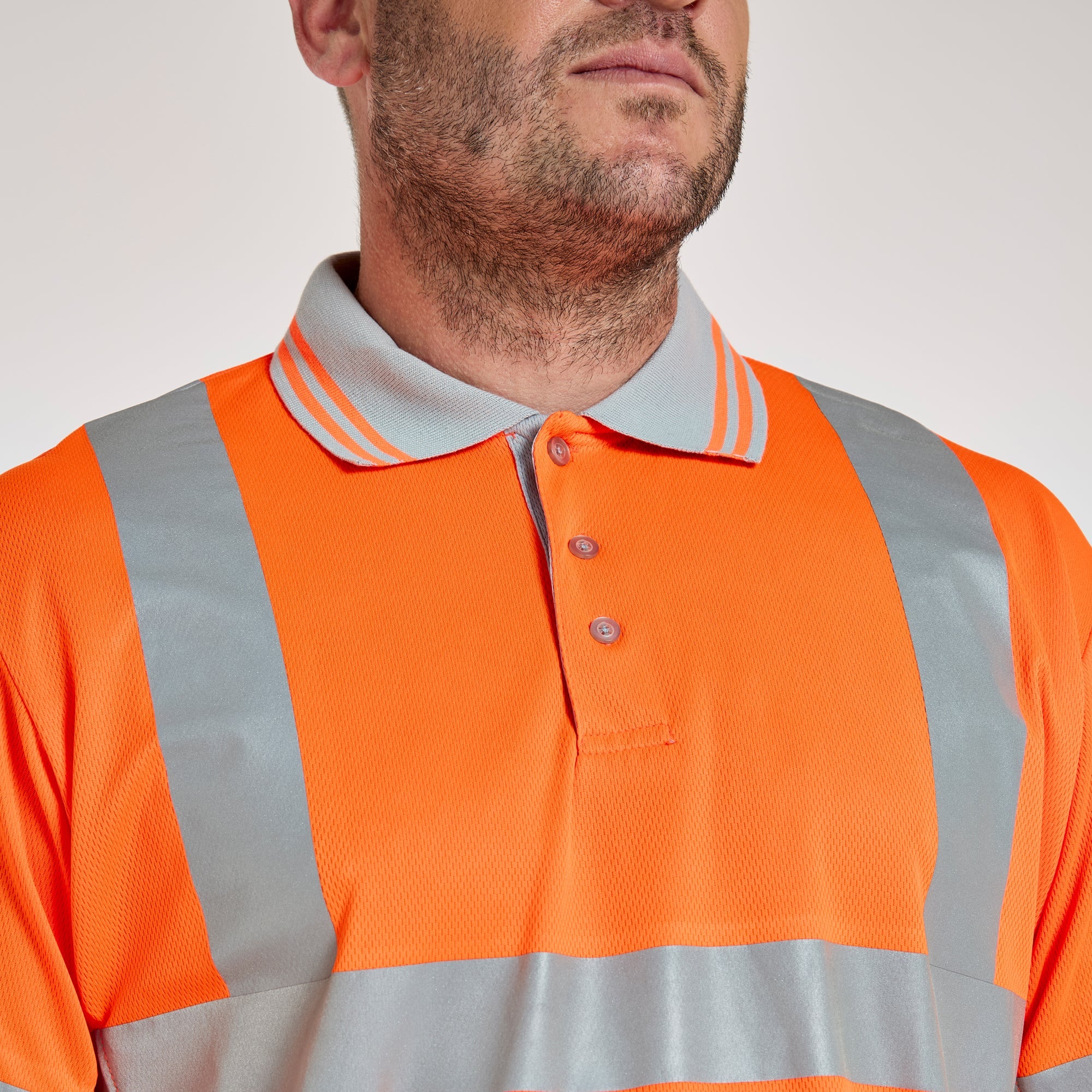 Long Sleeve Polo Shirt Orange - Recycled Content