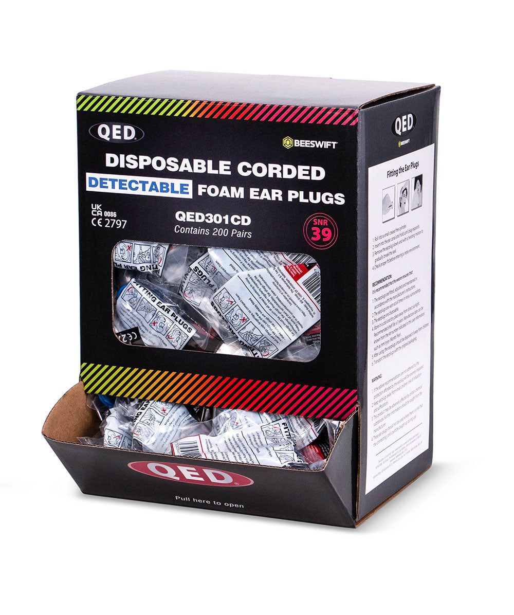 Beeswift Qed Disposable Foam Corded Detectable Ear Plug