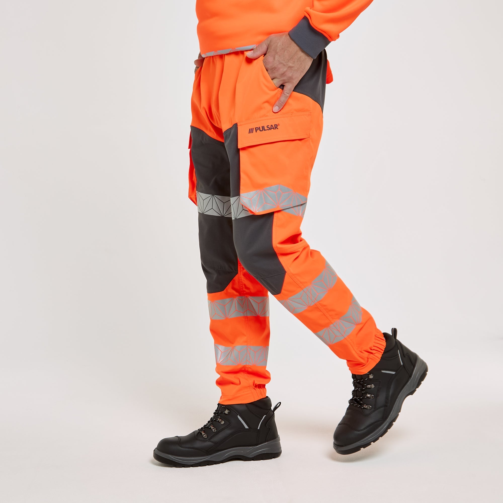 Pulsar Unisex Work Pants Orange Grey