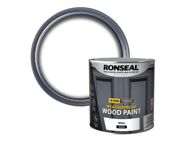 Ronseal 10 Year Weatherproof Wood Paint White Satin 750ml
