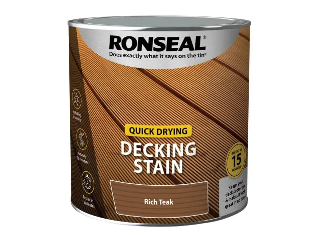 Ronseal Quick Drying Decking Stain Rich Teak 2.5 litre