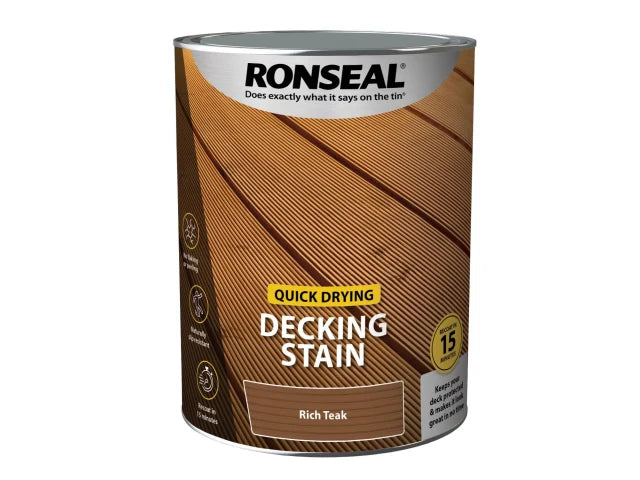 Ronseal Quick Drying Decking Stain Rich Teak 5 litre