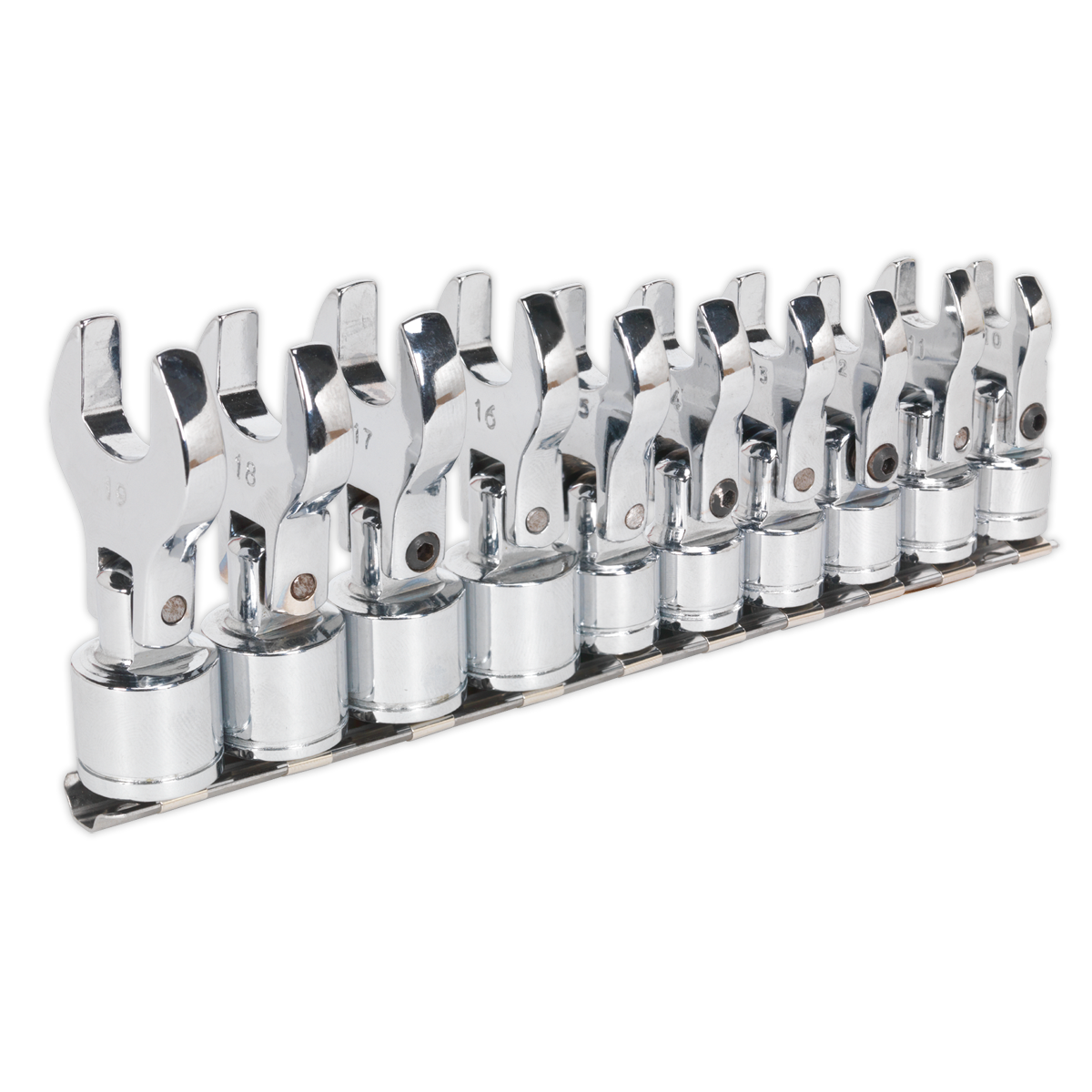 Sealey Flexible Crow's Foot Open-End Spanner Set 10pc 3/8"Sq Drive Metric