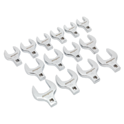 Sealey Crow's Foot Open End Spanner Set 14pc 1/2"Sq Drive Metric