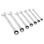 Sealey Ratchet Combination Spanner Set 7pc Metric
