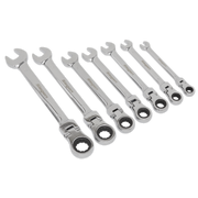 Sealey Flexible Head Ratchet Combination Spanner Set 7pc Metric