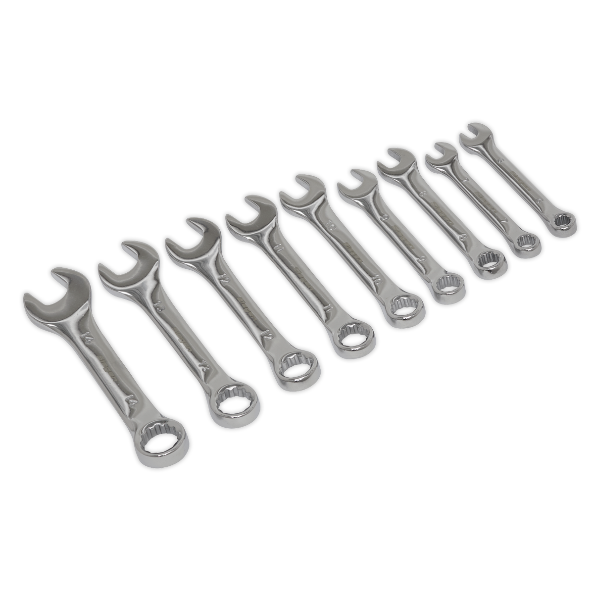 Sealey Stubby Combination Spanner Set 9pc - Metric