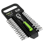 Sealey Socket & Socket Bit Set 27pc 1/4"Sq Drive WallDrive® Metric