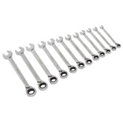 Sealey Reversible Ratchet Combination Spanner Set 12pc Metric