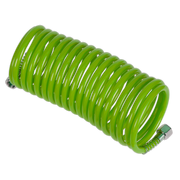 Sealey PE Coiled Air Hose 5m x Ø5mm with 1/4"BSP Unions - Green
