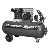 Sealey Air Compressor 200L Belt Drive 3hp with Front Control Panel 415V 3ph