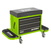 Sealey Mechanic's Utility Seat & Toolbox - Hi-Vis Green