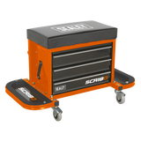 Sealey Mechanic's Utility Seat & Toolbox - Orange
