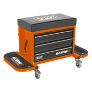 Sealey Mechanic's Utility Seat & Toolbox - Orange