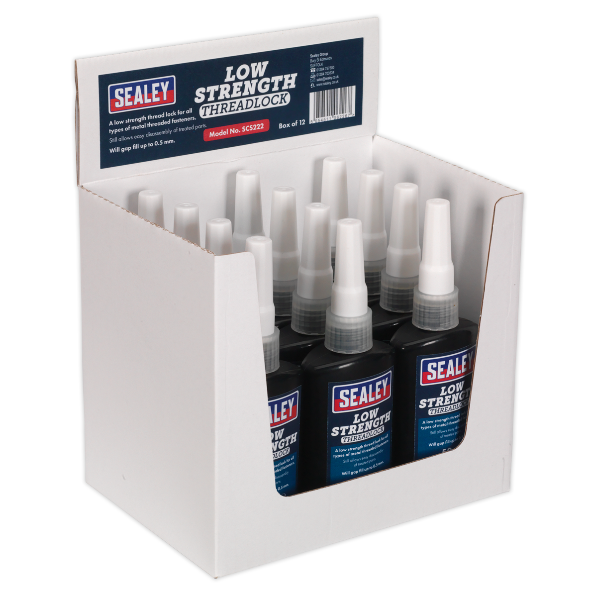 Sealey Thread Lock Low Strength 50ml Pack of 12