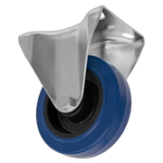Sealey Heavy-Duty Blue Elastic Rubber Fixed Castor Wheel Ø100mm - Trade
