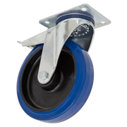 Sealey Heavy-Duty Blue Elastic Rubber Swivel Castor Wheel With Total Lock Ø100mm - Trade