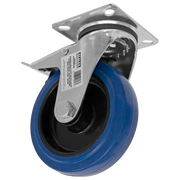 Sealey Heavy-Duty Blue Elastic Rubber Swivel Castor Wheel with Total Lock Ø125mm - Trade
