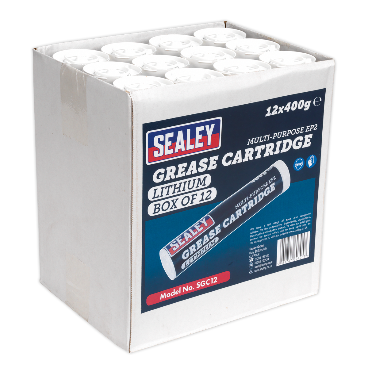 Sealey Grease Cartridge EP2 Lithium 400g Pack of 12