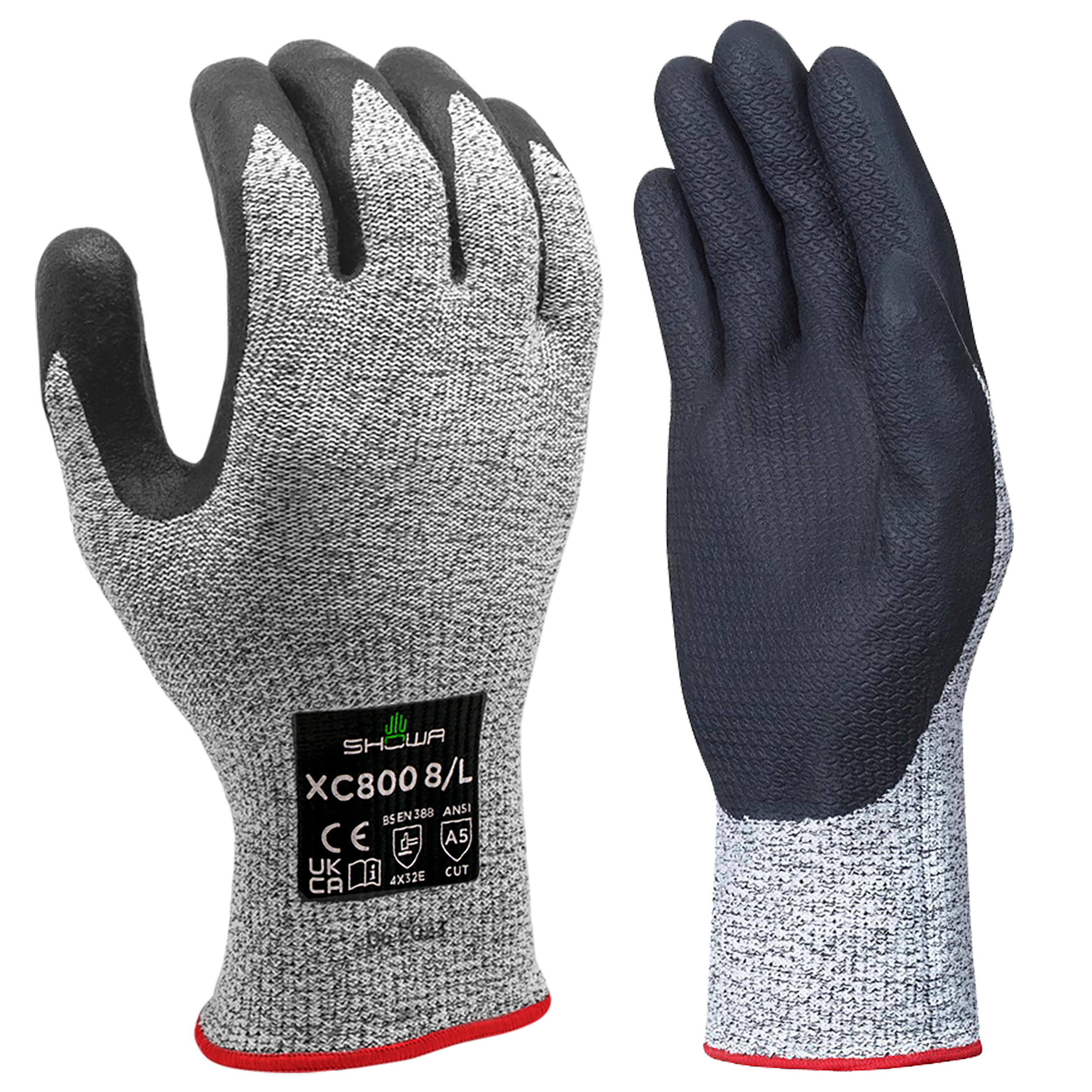 Showa XC800 Cut-Resistant Gloves (Size 8/L) – Lightweight, Flexible, Latex-Free Protection