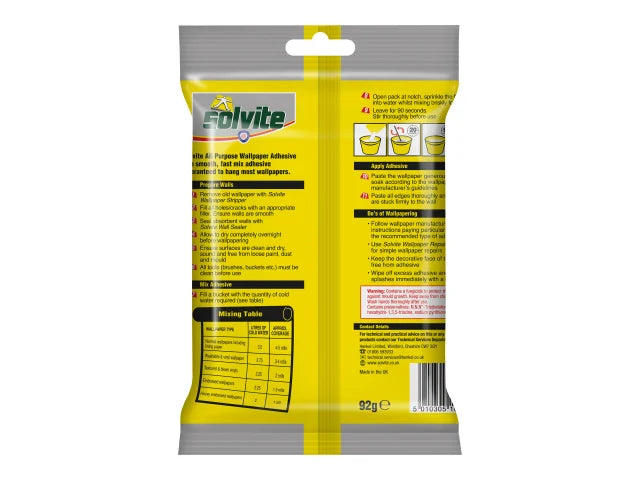 Solvite All Purpose Extra Strong Wallpaper Paste - 5 Roll Sachet